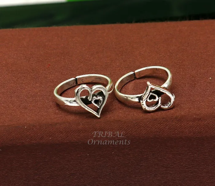 TRIBALORNAMENT Rings 925 sterling silver gorgeous heart design handmade toe ring toe band stylish womens brides jewelry india traditional jewelry ytr52 TRIBALORNAMENT Rings 925 sterling silver gorgeous heart design handmade toe ring toe band stylish womens brides jewelry india traditional jewelry ytr52