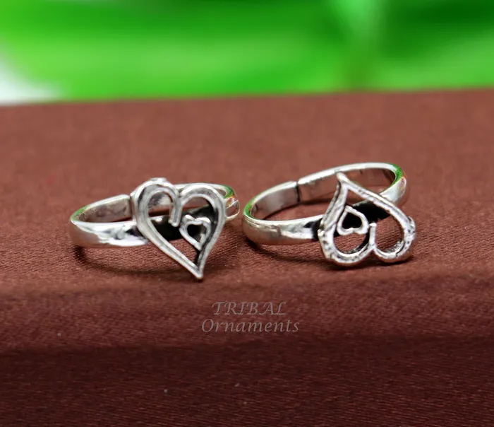 TRIBALORNAMENT Rings 925 sterling silver gorgeous heart design handmade toe ring toe band stylish womens brides jewelry india traditional jewelry ytr52