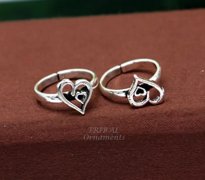 TRIBALORNAMENT Rings 925 sterling silver gorgeous heart design handmade toe ring toe band stylish womens brides jewelry india traditional jewelry ytr52