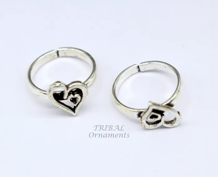 TRIBALORNAMENT Rings 925 sterling silver gorgeous heart design handmade toe ring toe band stylish womens brides jewelry india traditional jewelry ytr52