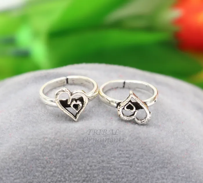 TRIBALORNAMENT Rings 925 sterling silver gorgeous heart design handmade toe ring toe band stylish womens brides jewelry india traditional jewelry ytr52