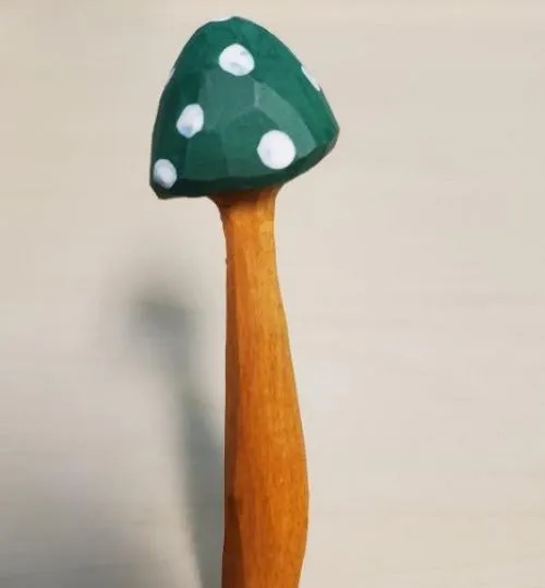 V88 Green Mushroom Wood Pen POLLY Earrings