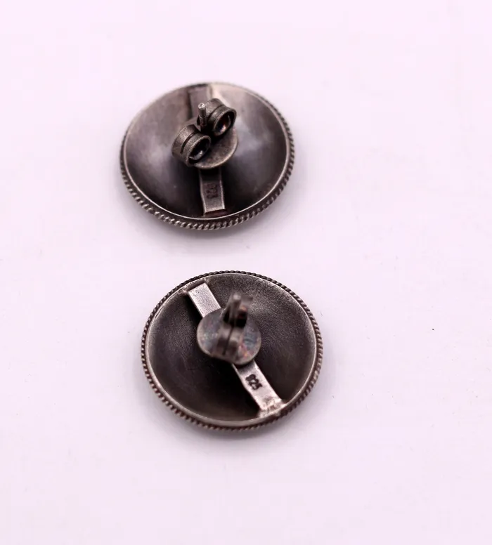 Vintage design 925 sterling silver plain style handmade round design fabulous Stud earrings tribal jewelry from Rajasthan india s523 TRIBAL ORNAMENTS Earrings