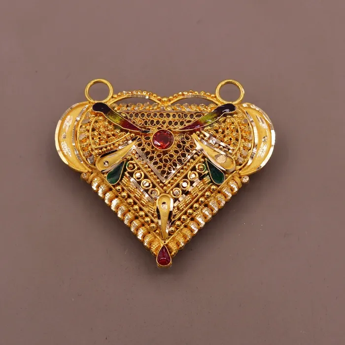 Vintage design Genuine certified 22kt yellow gold filigree work meenakari pendant necklace traditional art of indian tribal jewelry gp13 TRIBAL ORNAMENTS Necklaces Vintage design Genuine certified 22kt yellow gold filigree work meenakari pendant necklace traditional art of indian tribal jewelry gp13 TRIBAL ORNAMENTS Necklaces