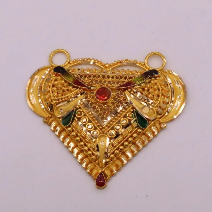 Vintage design Genuine certified 22kt yellow gold filigree work meenakari pendant necklace traditional art of indian tribal jewelry gp13 TRIBAL ORNAMENTS Necklaces