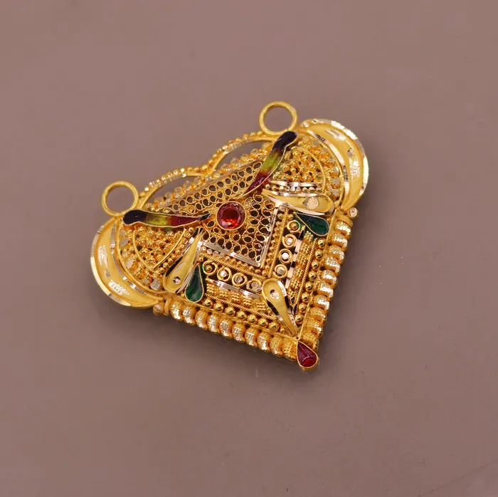 Vintage design Genuine certified 22kt yellow gold filigree work meenakari pendant necklace traditional art of indian tribal jewelry gp13 TRIBAL ORNAMENTS Necklaces