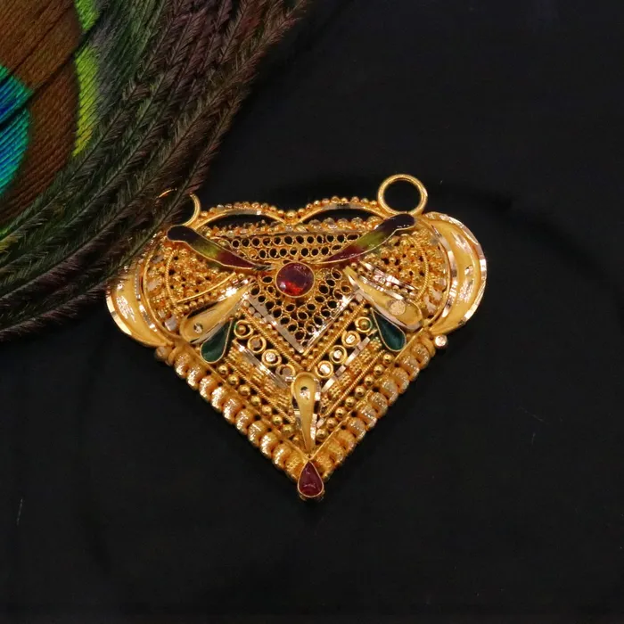 Vintage design Genuine certified 22kt yellow gold filigree work meenakari pendant necklace traditional art of indian tribal jewelry gp13 TRIBAL ORNAMENTS Necklaces