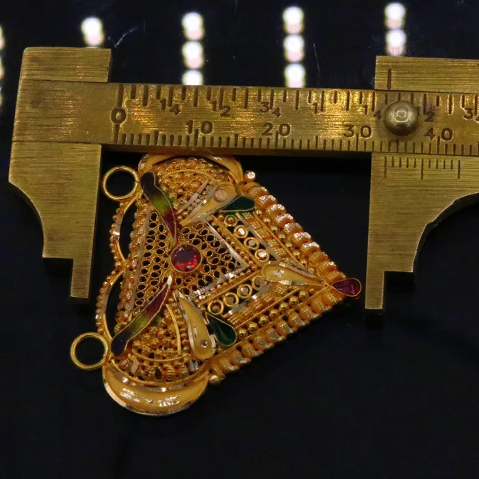 Vintage design Genuine certified 22kt yellow gold filigree work meenakari pendant necklace traditional art of indian tribal jewelry gp13 TRIBAL ORNAMENTS Necklaces