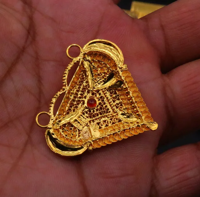 Vintage design Genuine certified 22kt yellow gold filigree work meenakari pendant necklace traditional art of indian tribal jewelry gp13 TRIBAL ORNAMENTS Necklaces
