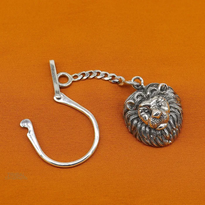 Vintage design handmade 925 sterling silver key chain silver lion key chain best gifting charming key chain jewelry KCH01 TRIBAL ORNAMENTS Necklaces Vintage design handmade 925 sterling silver key chain silver lion key chain best gifting charming key chain jewelry KCH01 TRIBAL ORNAMENTS Necklaces