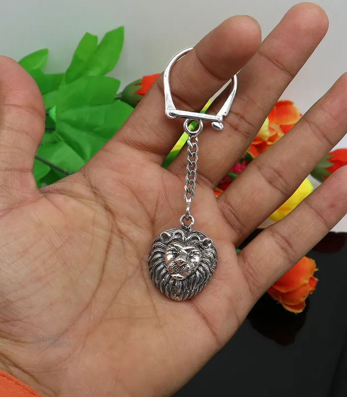 Vintage design handmade 925 sterling silver key chain silver lion key chain best gifting charming key chain jewelry KCH01 TRIBAL ORNAMENTS Necklaces