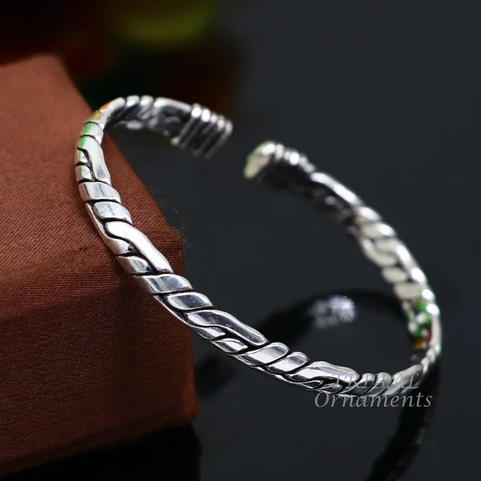 Vintage handmade design stylish both mens and girls 925 sterling silver cuff bracelet kada amazing gifting ethnic style bangles cuff126 TRIBAL ORNAMENTS Bracelets Vintage handmade design stylish both mens and girls 925 sterling silver cuff bracelet kada amazing gifting ethnic style bangles cuff126 TRIBAL ORNAMENTS Bracelets