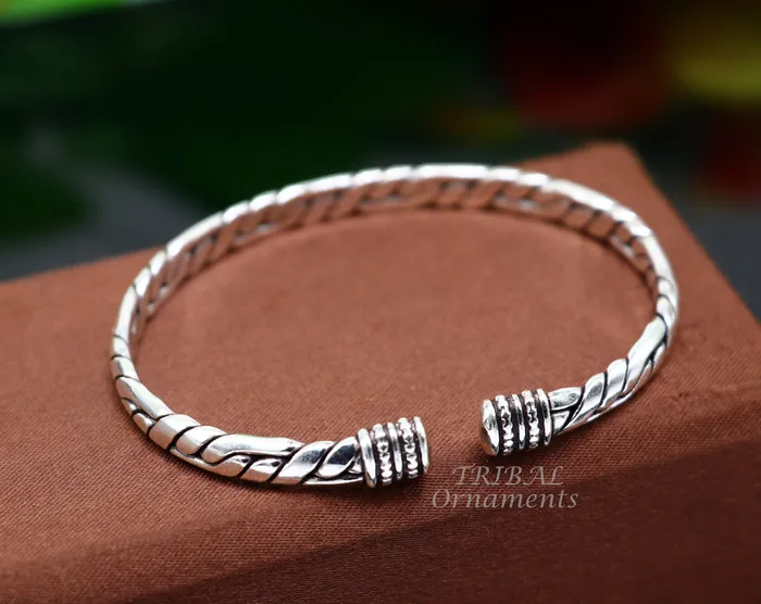 Vintage handmade design stylish both mens and girls 925 sterling silver cuff bracelet kada amazing gifting ethnic style bangles cuff126 TRIBAL ORNAMENTS Bracelets