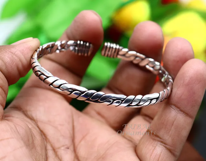 Vintage handmade design stylish both mens and girls 925 sterling silver cuff bracelet kada amazing gifting ethnic style bangles cuff126 TRIBAL ORNAMENTS Bracelets