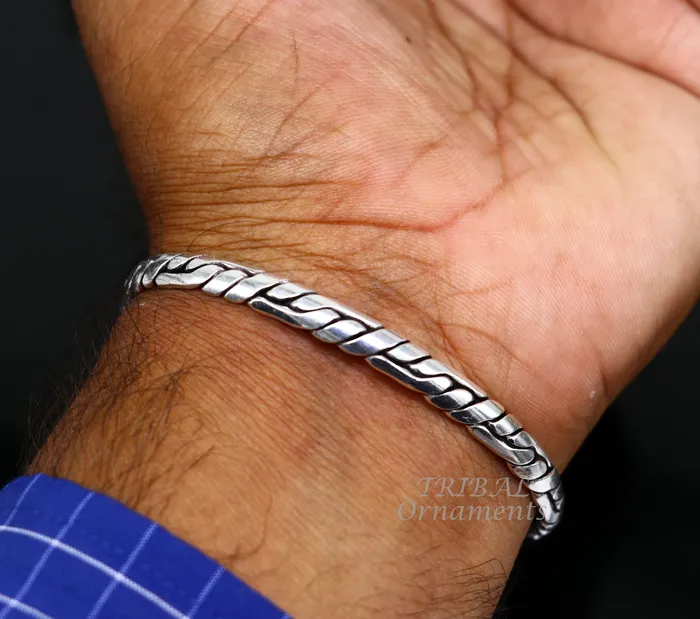 Vintage handmade design stylish both mens and girls 925 sterling silver cuff bracelet kada amazing gifting ethnic style bangles cuff126 TRIBAL ORNAMENTS Bracelets