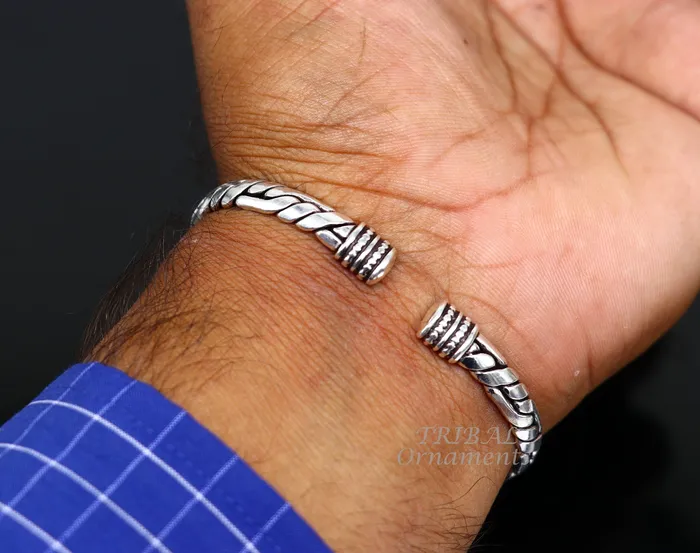 Vintage handmade design stylish both mens and girls 925 sterling silver cuff bracelet kada amazing gifting ethnic style bangles cuff126 TRIBAL ORNAMENTS Bracelets