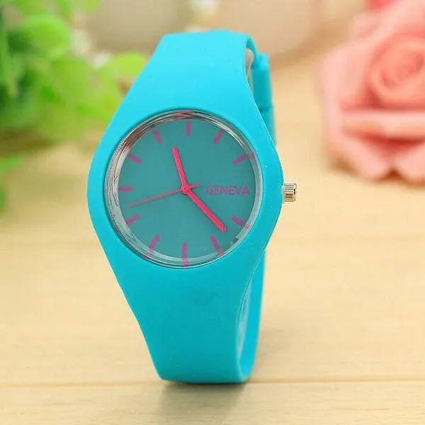 Watches 01 W48 Fashion Blue Silicone Collection Quartz Watch