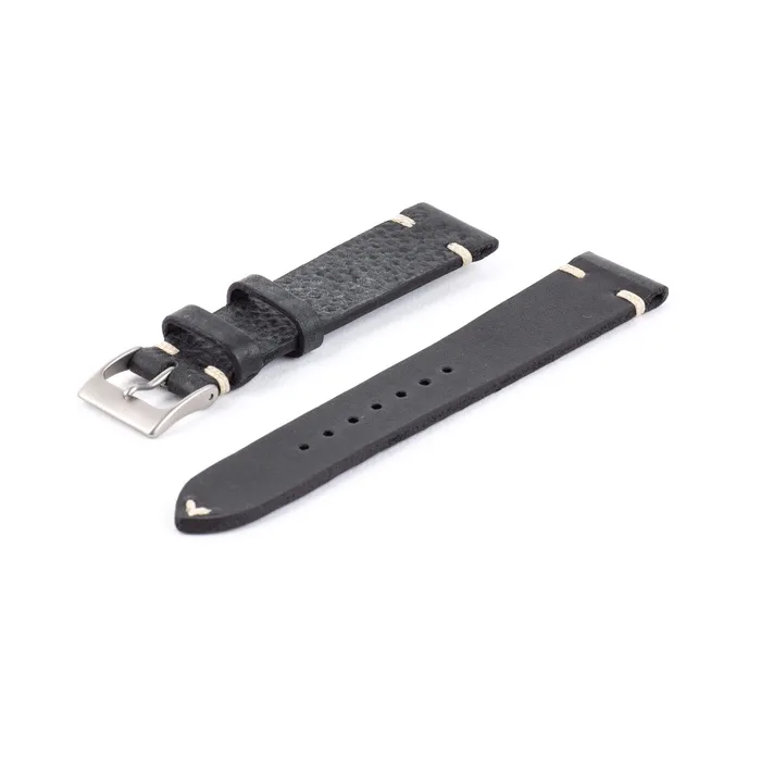 Watches PreOwned 18 mm Distressed Black Leather Watch Strap STORE 5a