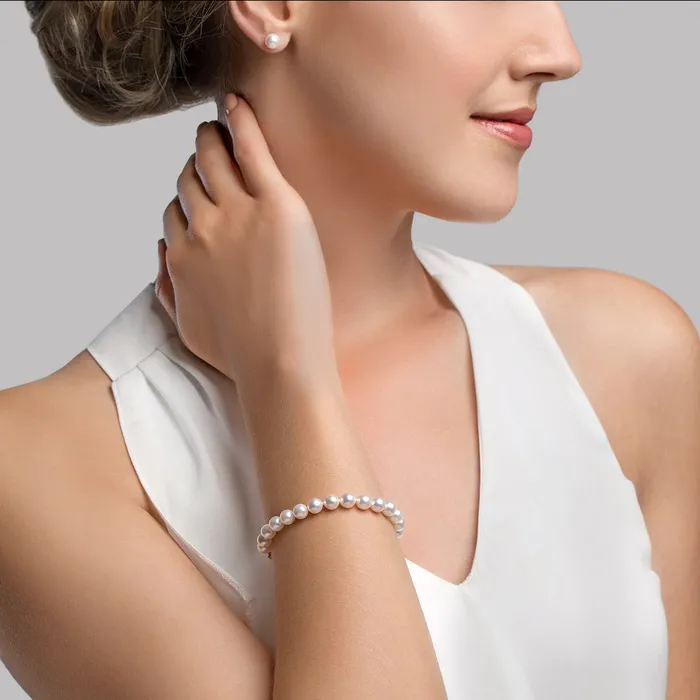 White Japanese Hanadama Akoya Pearl Bracelet 6570mm spt Bracelets