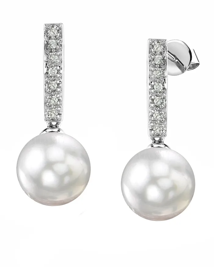 White South Sea Pearl Diamond High Life Dangle Earrings spt Earrings