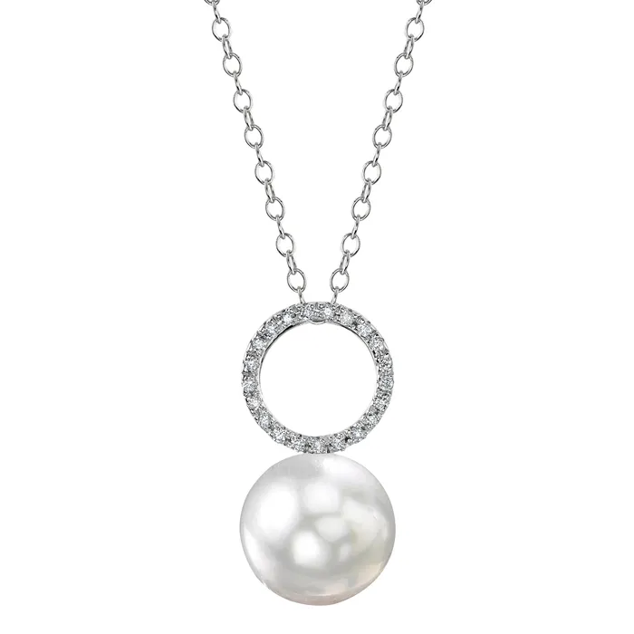 White South Sea Pearl Diamond Maya Pendant spt Necklaces