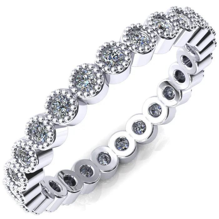 Zinnia Round Emerald 6 Prongs Milgrain Halo Accent Diamonds Ring Fire Brilliance Rings
