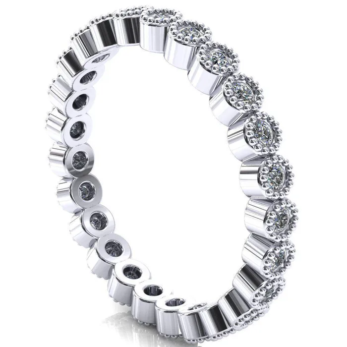 Zinnia Round Emerald 6 Prongs Milgrain Halo Accent Diamonds Ring Fire Brilliance Rings